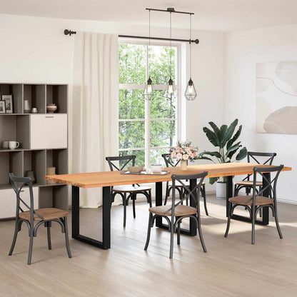 Eettafel rechthoekig 320x100x74 cm massief eikenhout lichtbruin