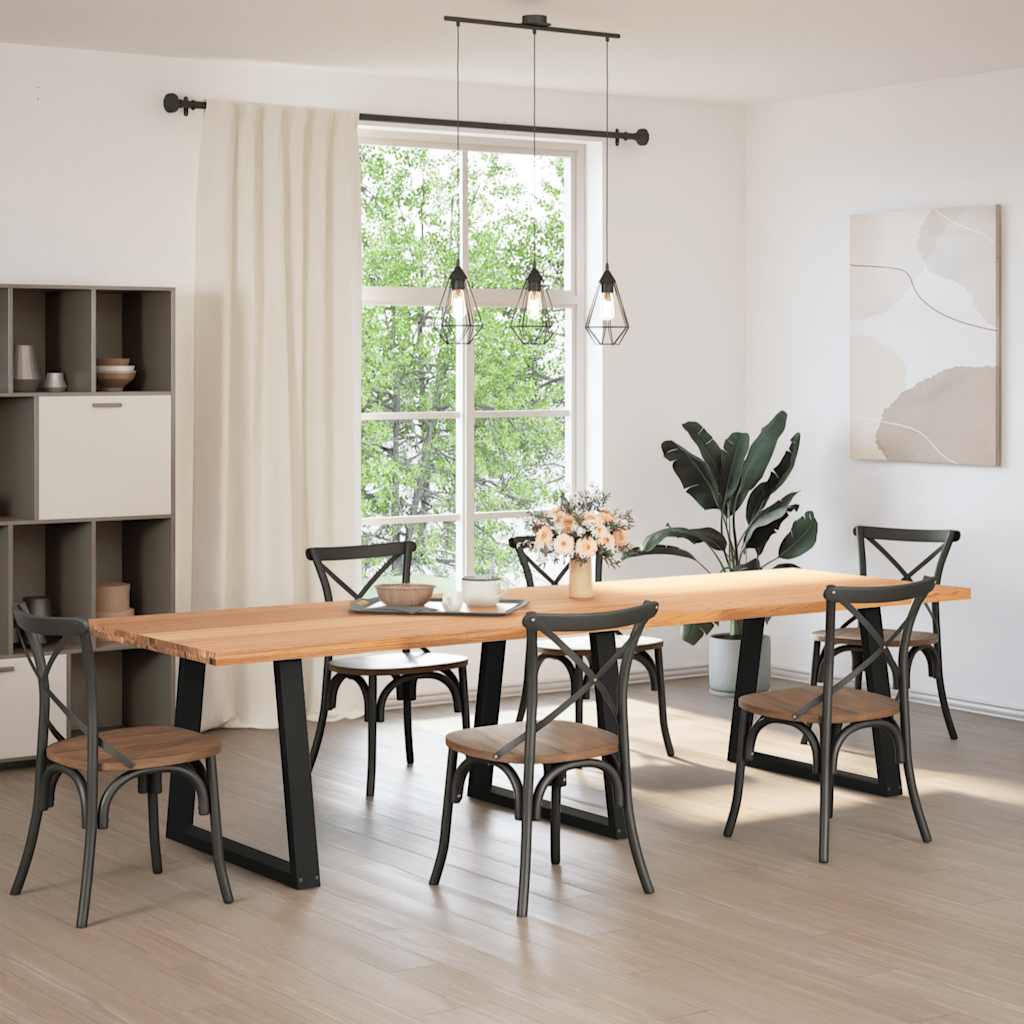 Eettafel rechthoekig 320x100x74 cm massief eikenhout lichtbruin
