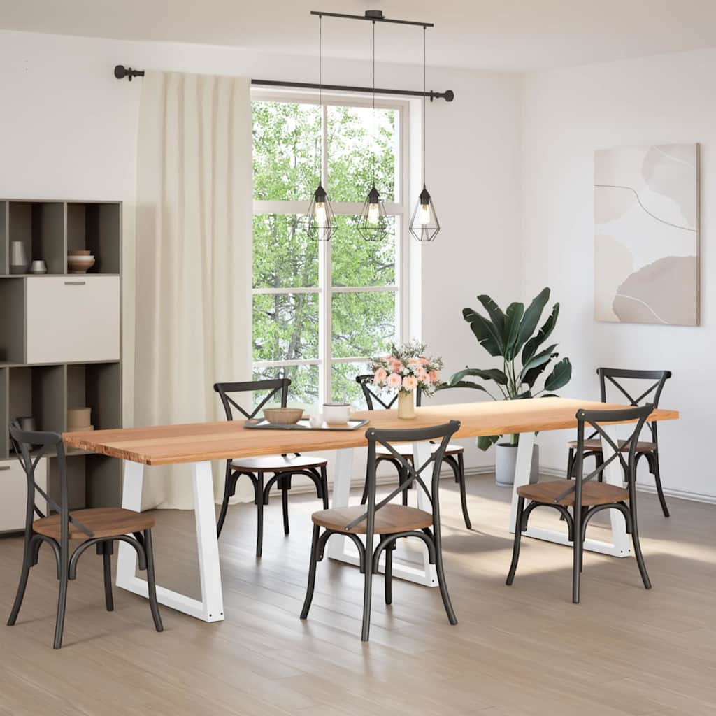 Eettafel rechthoekig 320x100x74 cm massief eikenhout lichtbruin