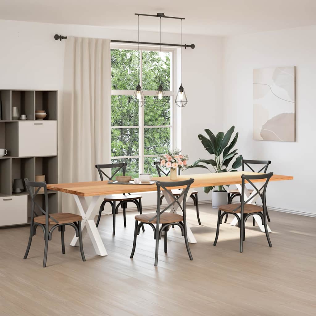 Eettafel rechthoekig 320x100x74 cm massief eikenhout lichtbruin