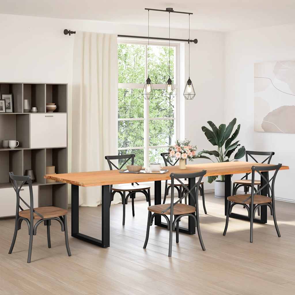 Eettafel rechthoekig 320x100x74 cm massief eikenhout lichtbruin