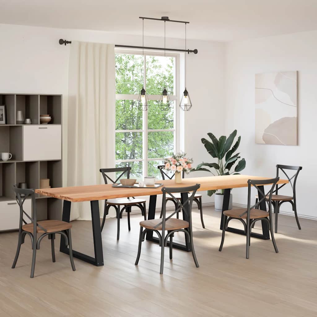 Eettafel met natuurlijke rand 320x100x74 cm massief eikenhout