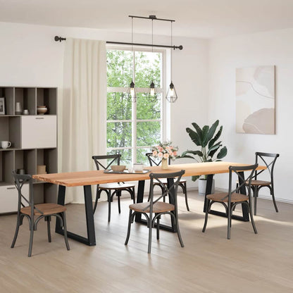 Eettafel met natuurlijke rand 320x100x74 cm massief eikenhout