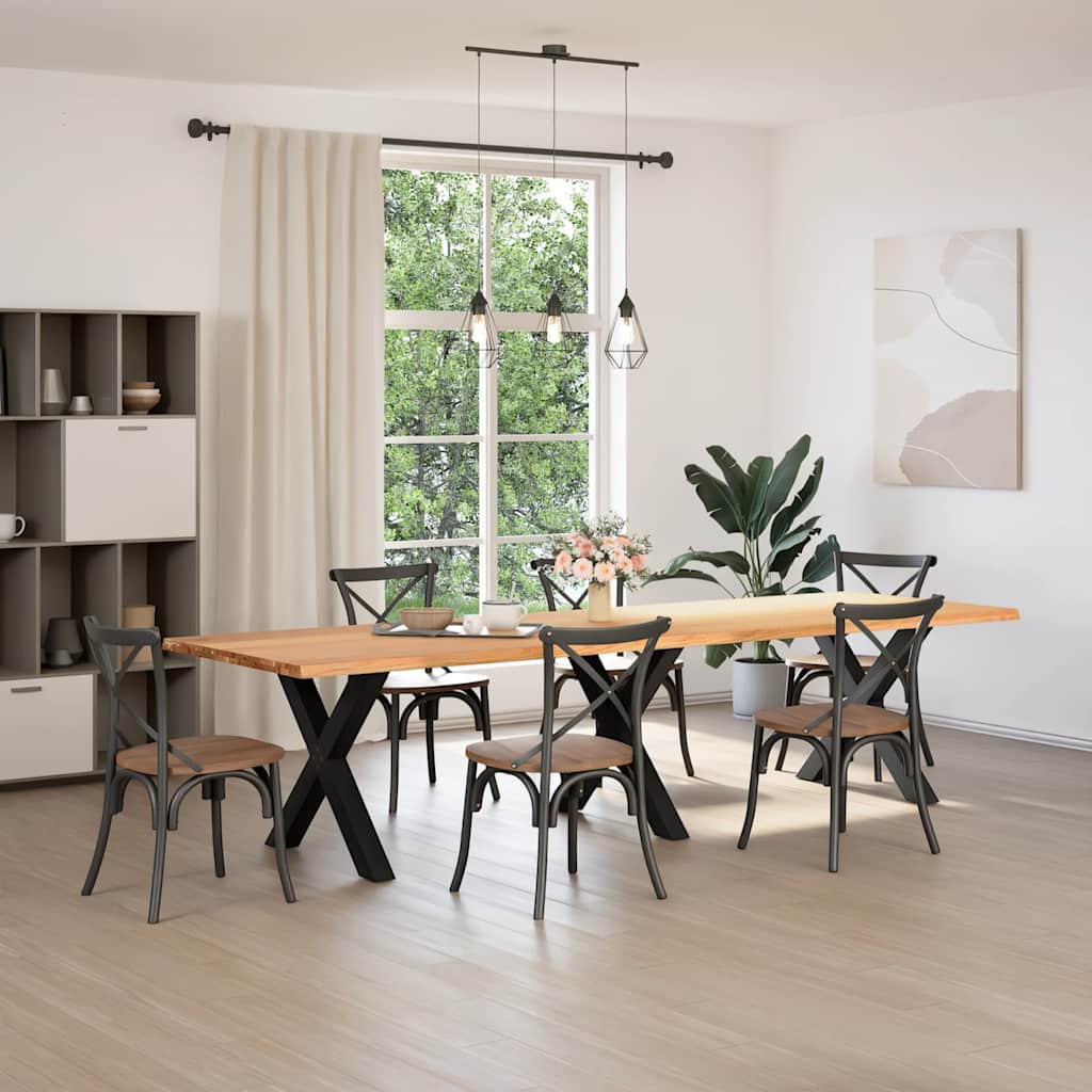 Eettafel rechthoekig 320x100x74 cm massief eikenhout lichtbruin
