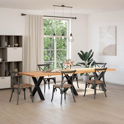 Eettafel rechthoekig 320x100x74 cm massief eikenhout lichtbruin