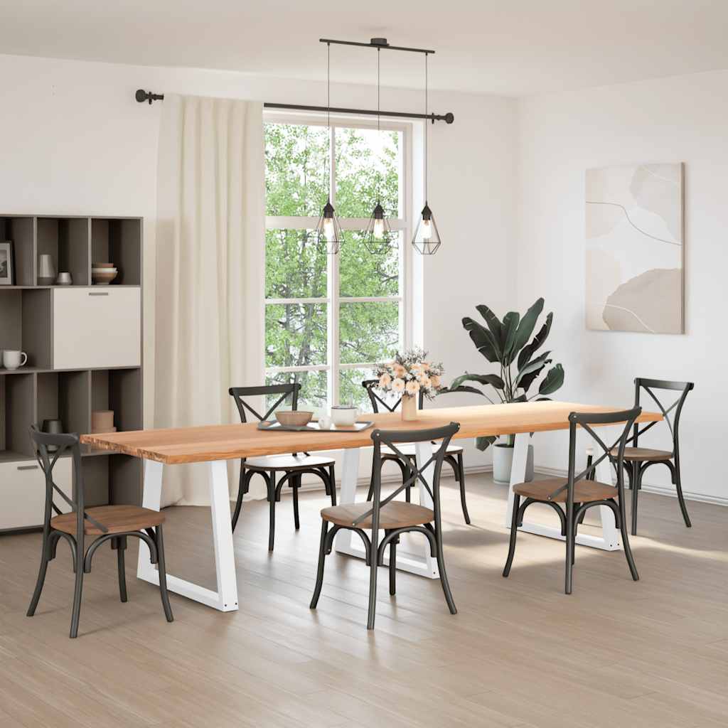 Eettafel met natuurlijke rand 320x100x74 cm massief eikenhout
