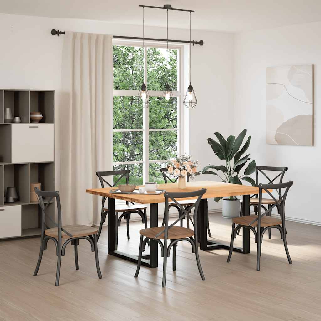 Eettafel rechthoekig 180x120x74 cm massief eikenhout lichtbruin