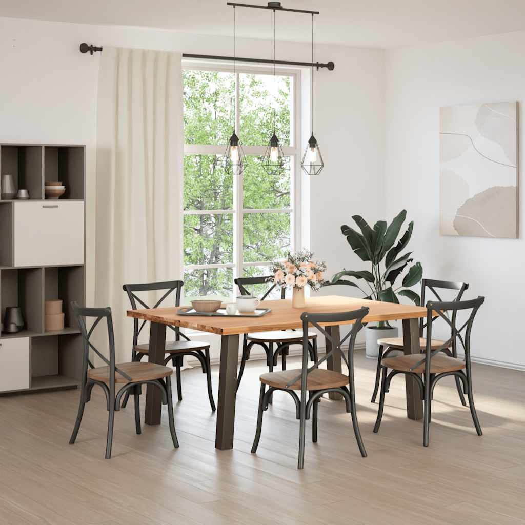 Eettafel rechthoekig 180x120x74 cm massief eikenhout lichtbruin