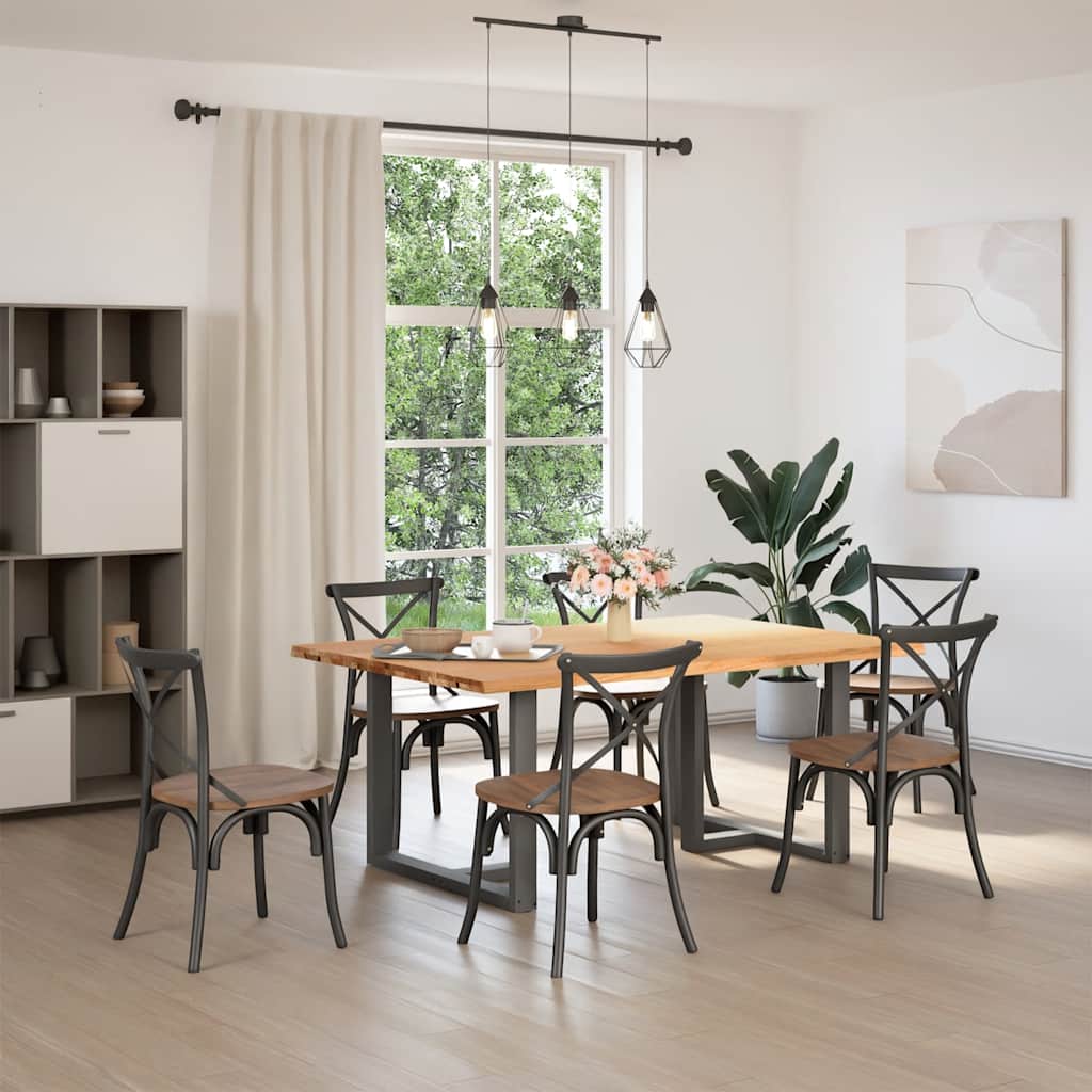 Eettafel met natuurlijke rand 180x120x74 cm massief eikenhout