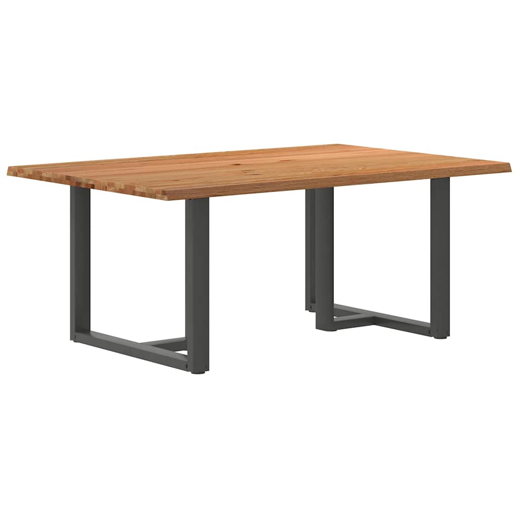 Eettafel met natuurlijke rand 180x120x74 cm massief eikenhout
