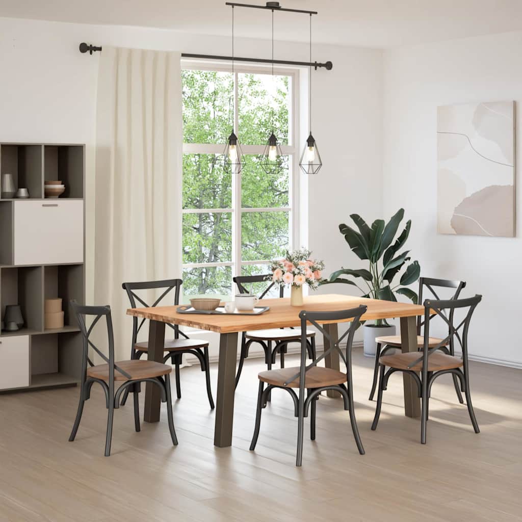 Eettafel rechthoekig 180x120x74 cm massief eikenhout lichtbruin