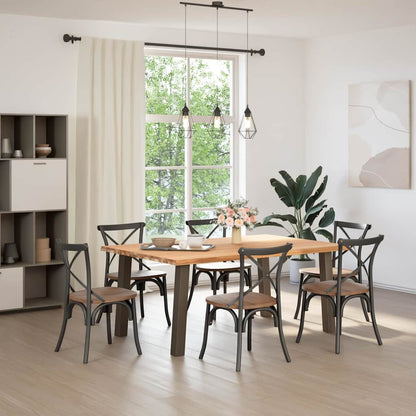 Eettafel rechthoekig 180x120x74 cm massief eikenhout lichtbruin
