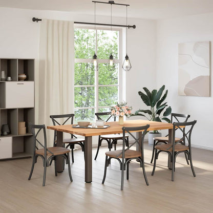 Eettafel rechthoekig 200x120x74 cm massief eikenhout lichtbruin