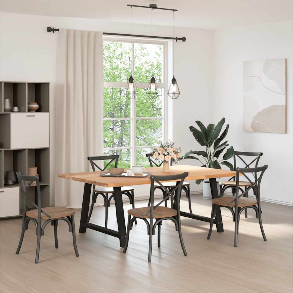 Eettafel met natuurlijke rand massief eikenhout rechthoekig