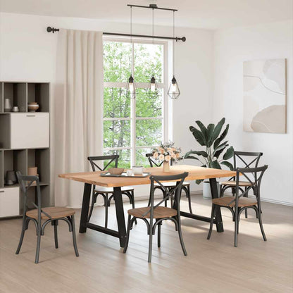 Eettafel met natuurlijke rand massief eikenhout rechthoekig