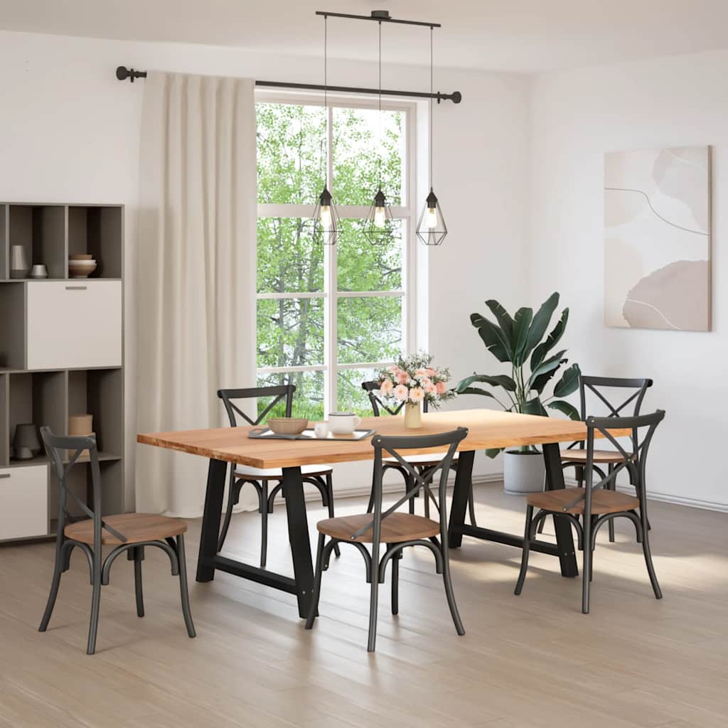 Eettafel rechthoekig 220x120x74 cm massief eikenhout lichtbruin