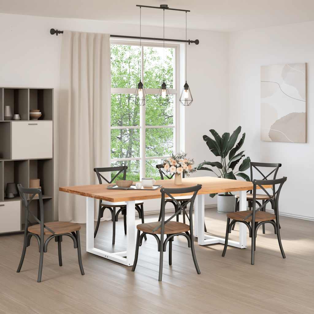 Eettafel rechthoekig 220x120x74 cm massief eikenhout lichtbruin