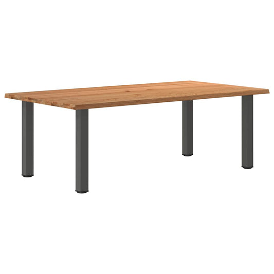 Eettafel met natuurlijke rand 220x120x74 cm massief eikenhout