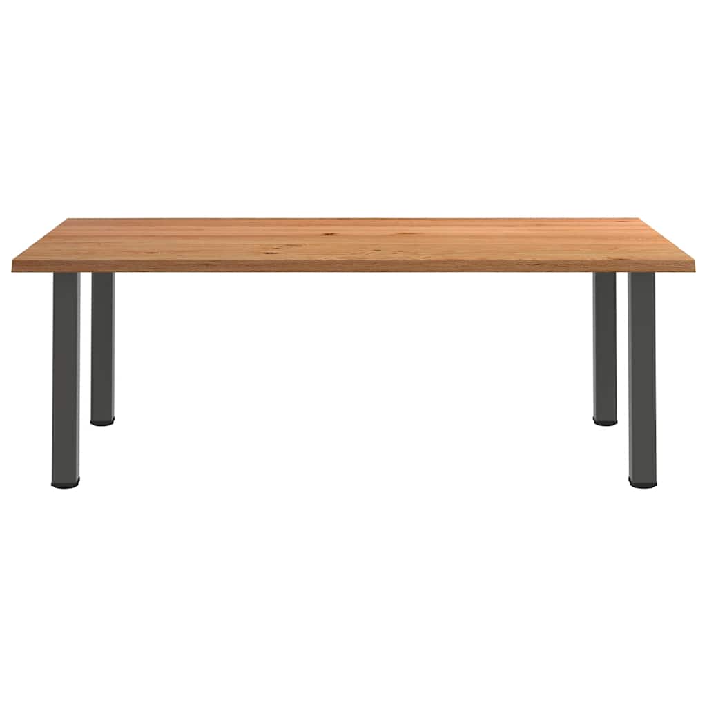 Eettafel met natuurlijke rand 220x120x74 cm massief eikenhout