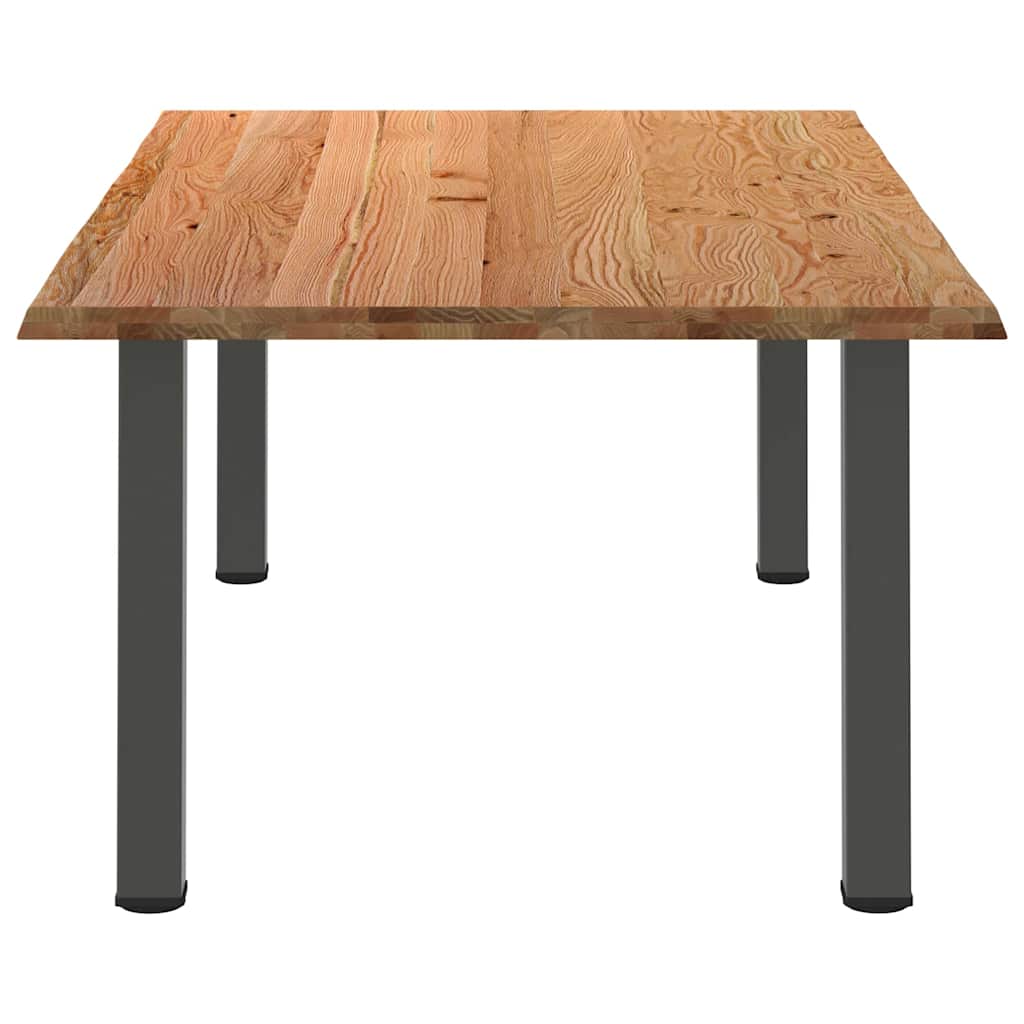 Eettafel met natuurlijke rand 220x120x74 cm massief eikenhout