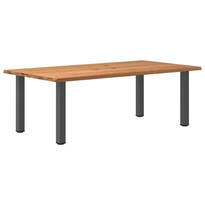 Eettafel met natuurlijke rand 220x120x74 cm massief eikenhout