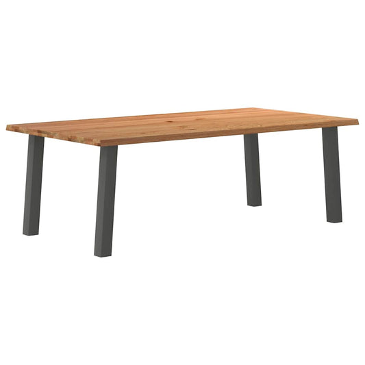 Eettafel met natuurlijke rand 220x120x74 cm massief eikenhout