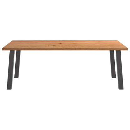 Eettafel met natuurlijke rand 220x120x74 cm massief eikenhout