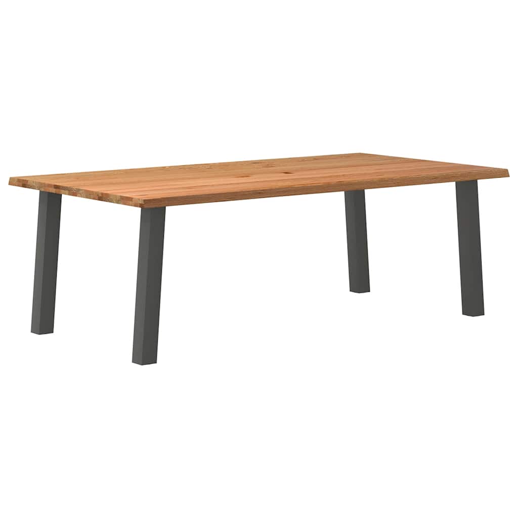 Eettafel met natuurlijke rand 220x120x74 cm massief eikenhout