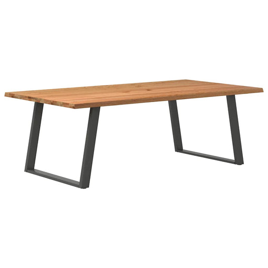 Eettafel met natuurlijke rand 220x120x74 cm massief eikenhout