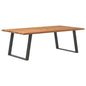 Eettafel met natuurlijke rand 220x120x74 cm massief eikenhout