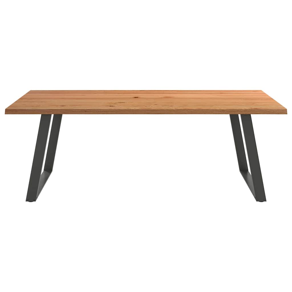 Eettafel met natuurlijke rand 220x120x74 cm massief eikenhout