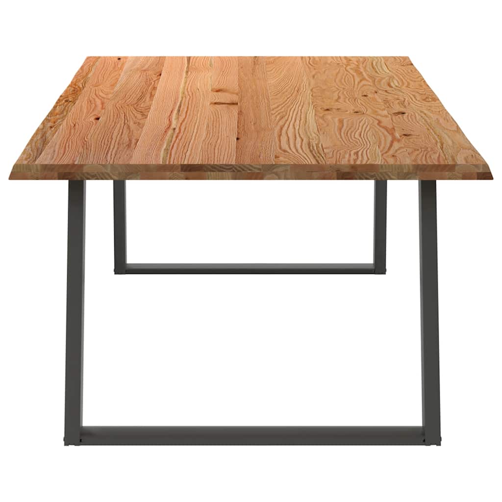 Eettafel met natuurlijke rand 220x120x74 cm massief eikenhout