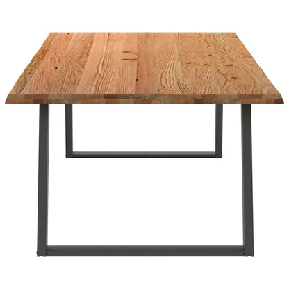 Eettafel met natuurlijke rand 220x120x74 cm massief eikenhout
