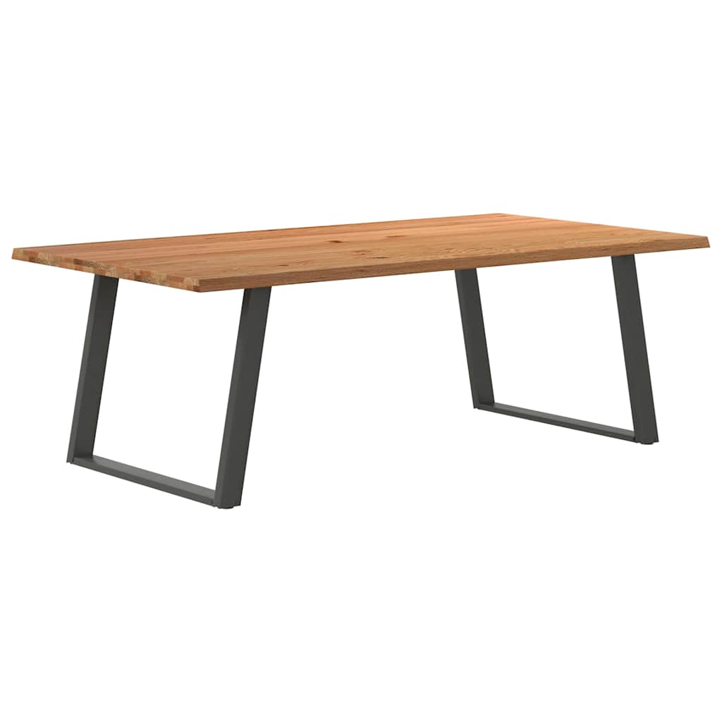 Eettafel met natuurlijke rand 220x120x74 cm massief eikenhout