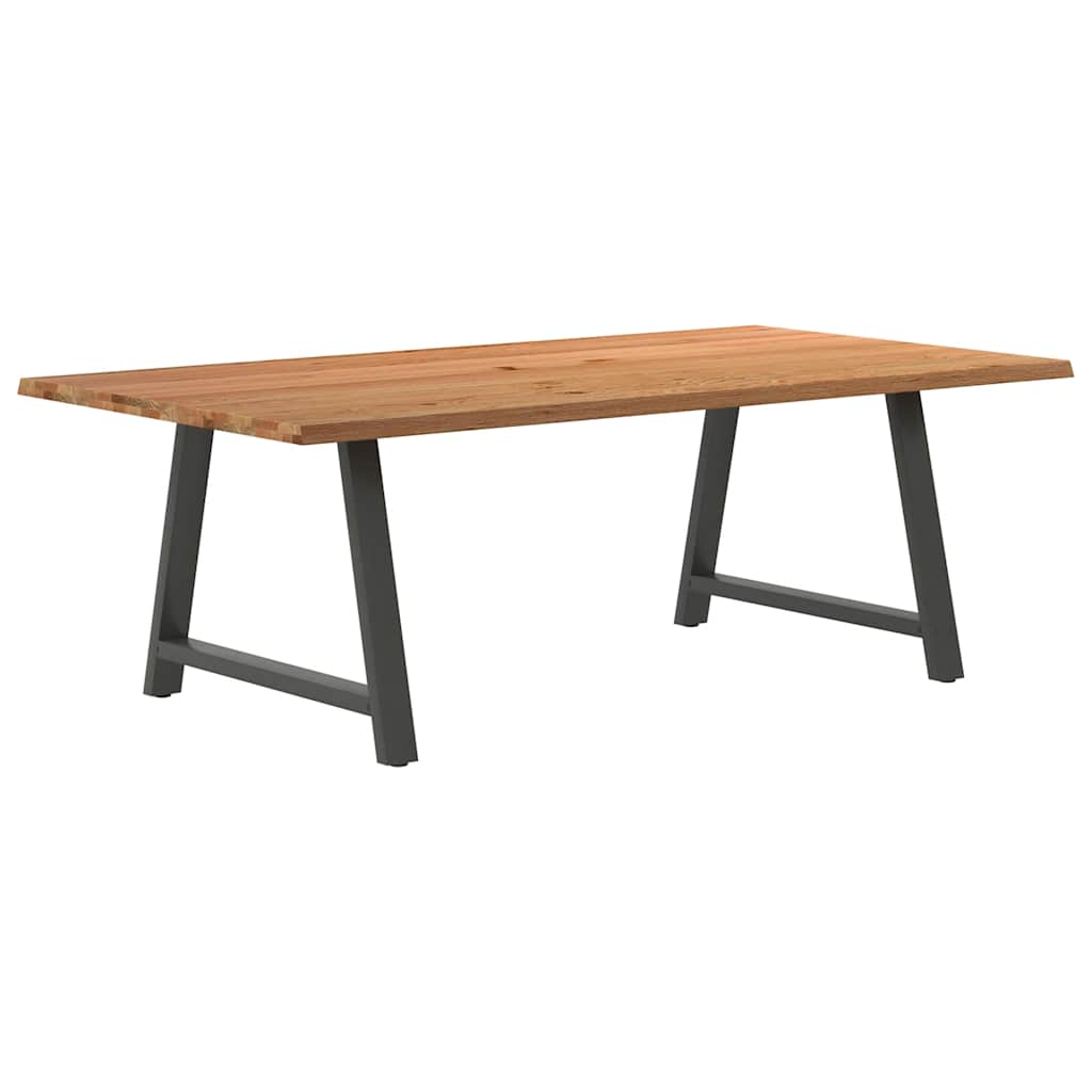 Eettafel met natuurlijke rand 220x120x74 cm massief eikenhout