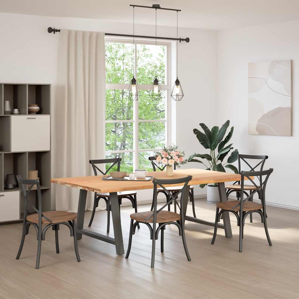 Eettafel met natuurlijke rand 220x120x74 cm massief eikenhout