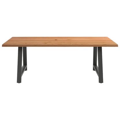 Eettafel met natuurlijke rand 220x120x74 cm massief eikenhout