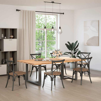 Eettafel met natuurlijke rand 220x120x74 cm massief eikenhout