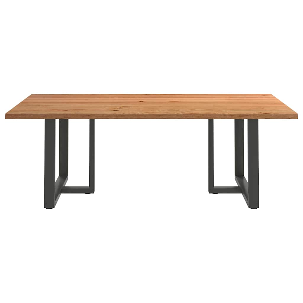 Eettafel met natuurlijke rand 220x120x74 cm massief eikenhout