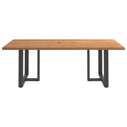 Eettafel met natuurlijke rand 220x120x74 cm massief eikenhout