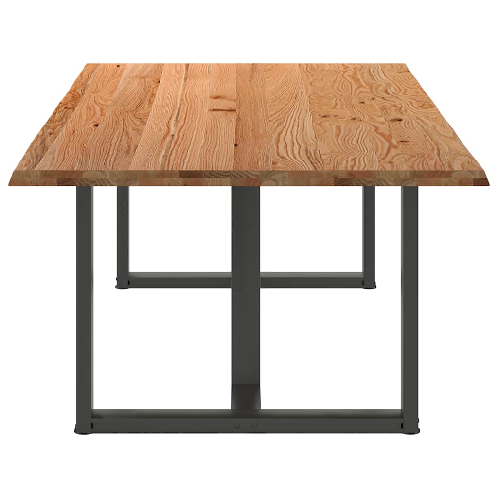 Eettafel met natuurlijke rand 220x120x74 cm massief eikenhout