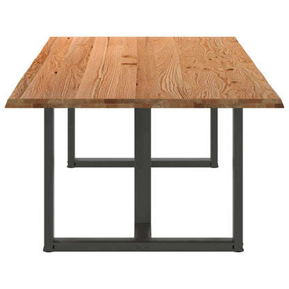 Eettafel met natuurlijke rand 220x120x74 cm massief eikenhout
