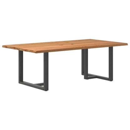 Eettafel met natuurlijke rand 220x120x74 cm massief eikenhout