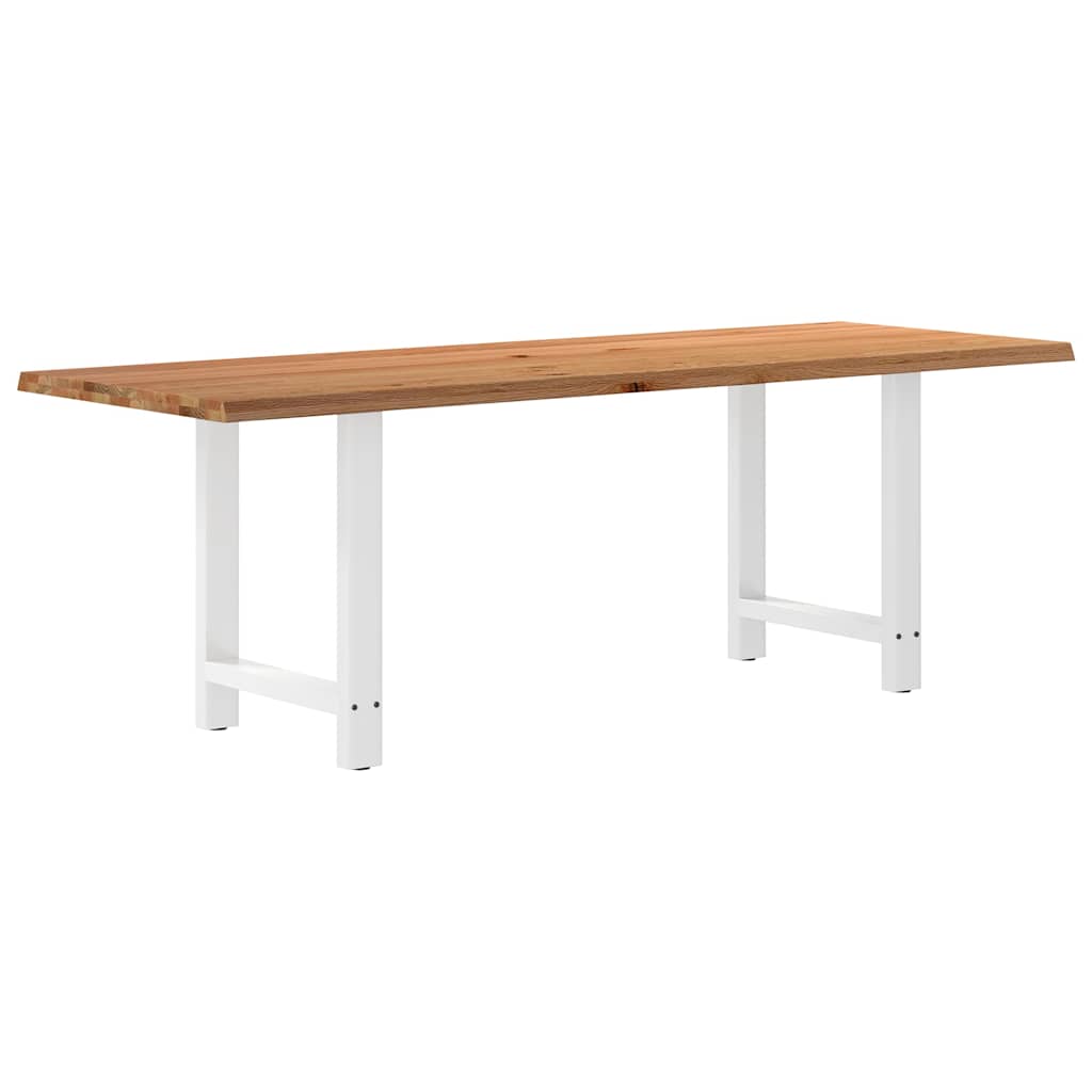 Eettafel met natuurlijke rand 220x80x74 cm massief eikenhout