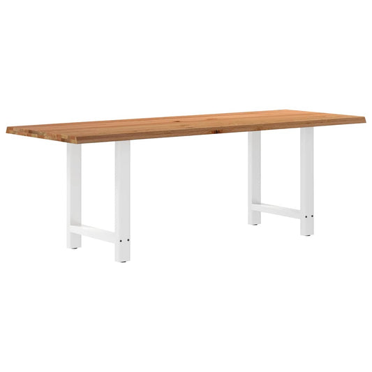 Eettafel met natuurlijke rand 220x80x74 cm massief eikenhout