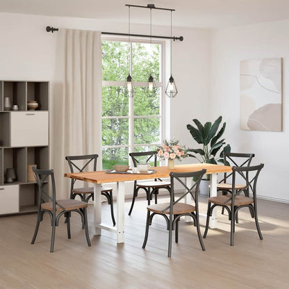 Eettafel met natuurlijke rand 220x80x74 cm massief eikenhout