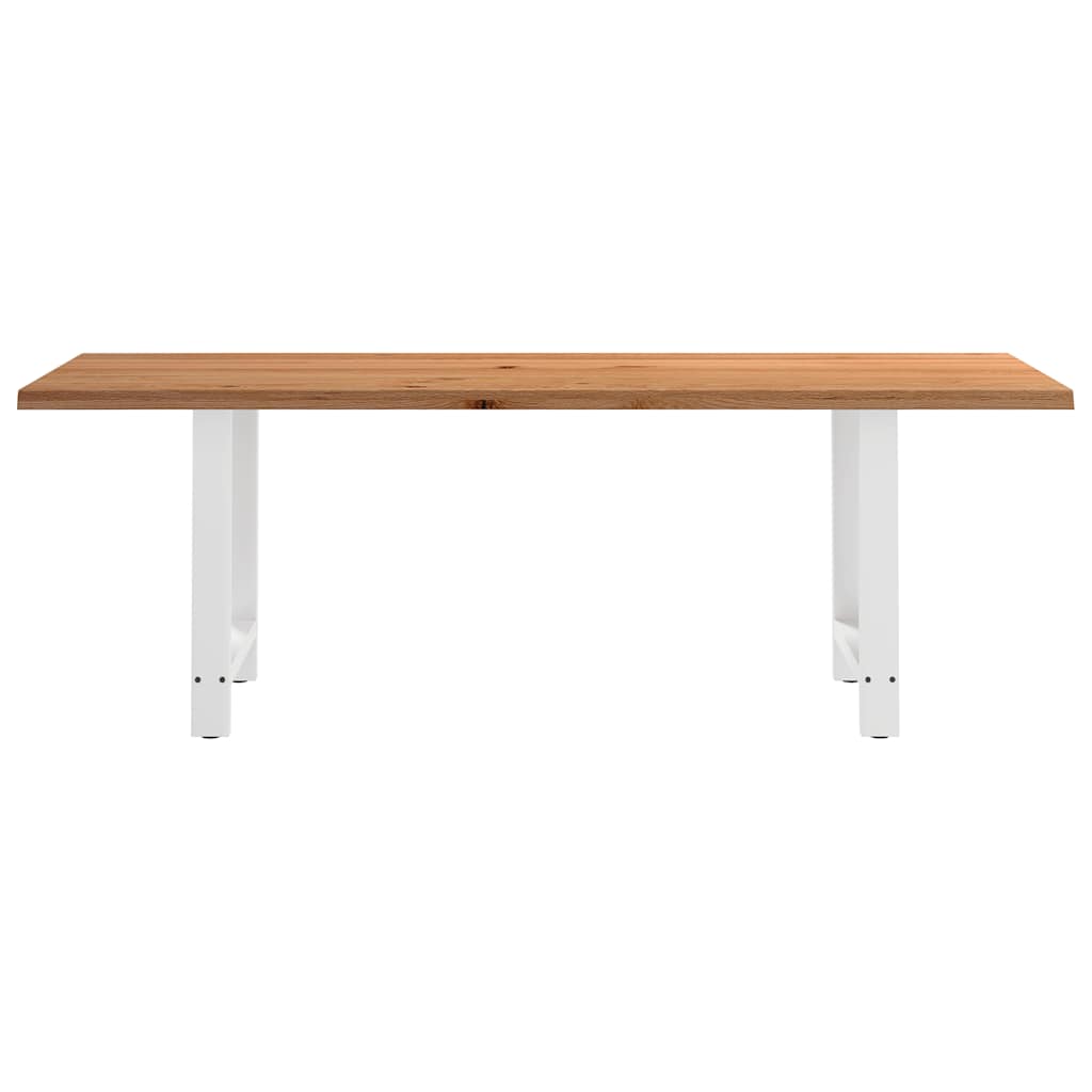 Eettafel met natuurlijke rand 220x80x74 cm massief eikenhout