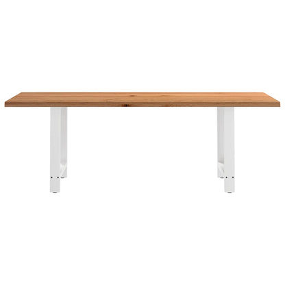 Eettafel met natuurlijke rand 220x80x74 cm massief eikenhout