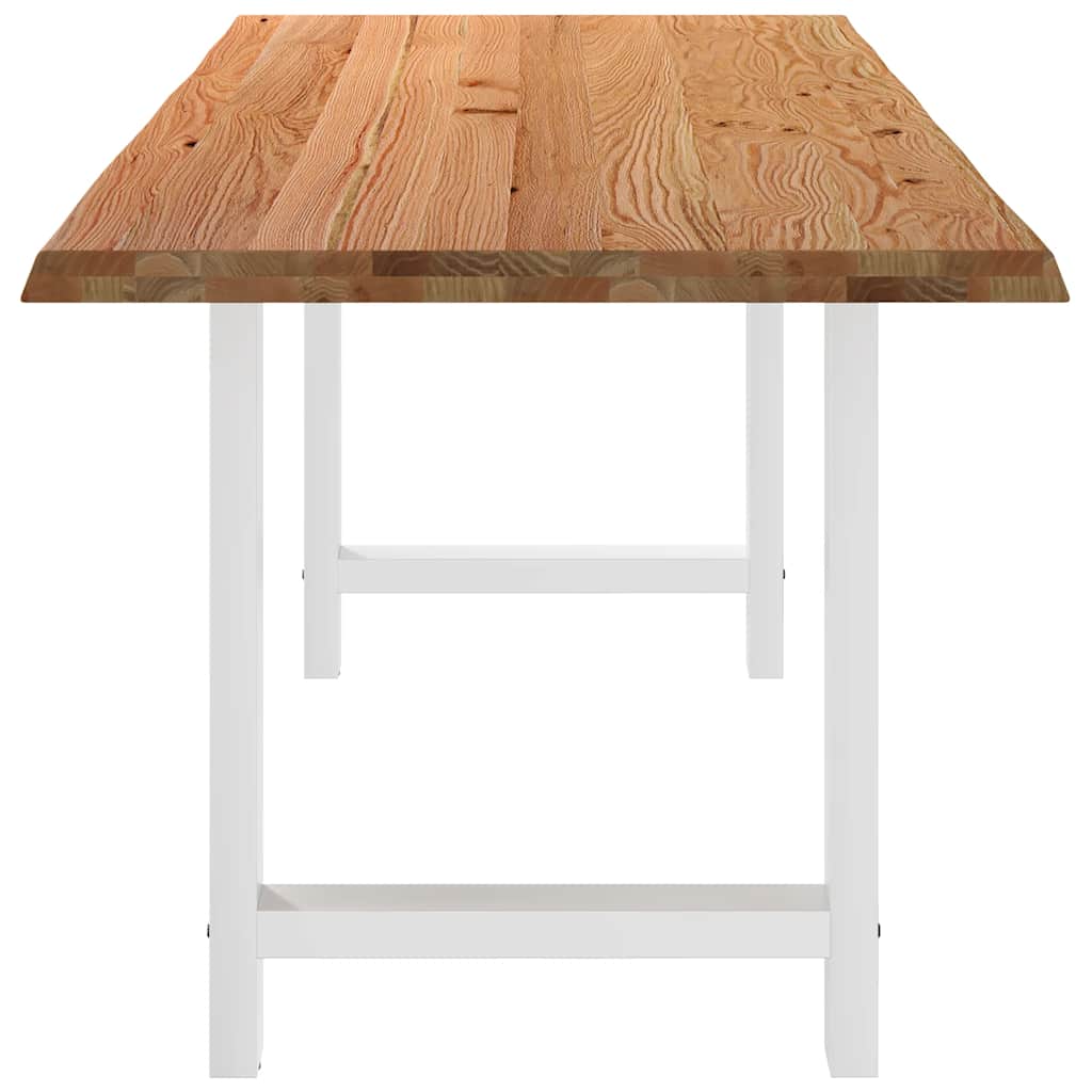 Eettafel met natuurlijke rand 220x80x74 cm massief eikenhout