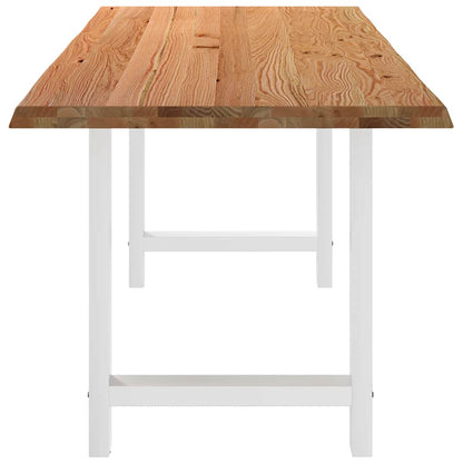 Eettafel met natuurlijke rand 220x80x74 cm massief eikenhout